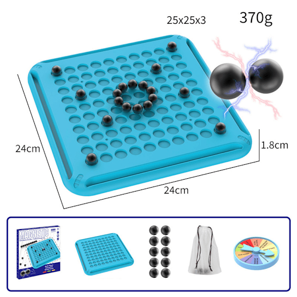 Magnetiskt schackspel med stenar, klustermagnetiskt stenbrädespel för vuxna barn 6-8-12 med snören, strategiskt magnet schackbräde brädspel set