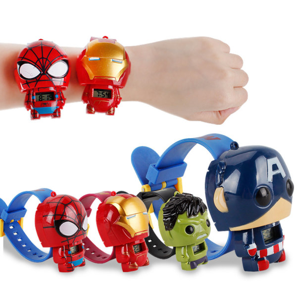Superhjälte Klocka - Kapten Amerika Spindelmannen Iron Man Hulk barns gåvor Spindelmannen A