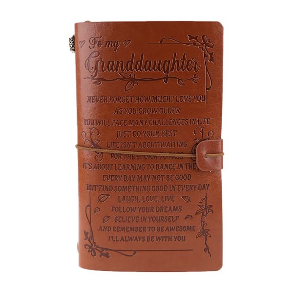 Vintage Kaiverrettu Keinonahkainen Muistikirja Päiväkirja Lapsenlapsille Matkamuistio Lahja 20x12cm-AD4-