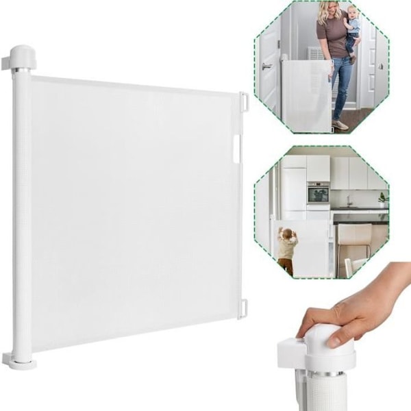 LARS360 Infällbar säkerhetsgrind för dörröppning, för baby och husdjur 87 x 150 cm, vit