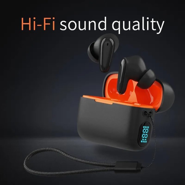 Bluetooth hörlurar digital display binaural in-ear bas tung långlivad stereo trådlös Black