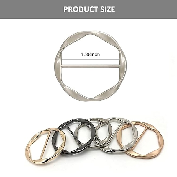 5 st Silke Scarves Ring Clip T-shirt Knutar Clips för Kvinnor Mode Metall Rund Cirkel Clip Spänne Kläder Ring Wrap Hållare -AD11-