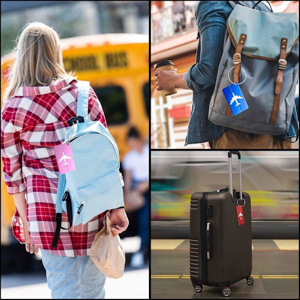 8 stk. Metal Bagagemærker, Rejsemærker til Bagage, Kuffertmærke med Navn Adresse Tlf. E-mail Etiketter, Bagage Håndtaske Mærker-AD7-