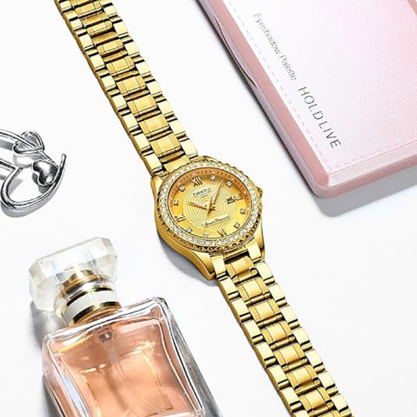 Watch,Business Mode Toppmärke Lyxklänning Casual Watch Mesh Armband Vattentätt Armbandsur Gold 16mm