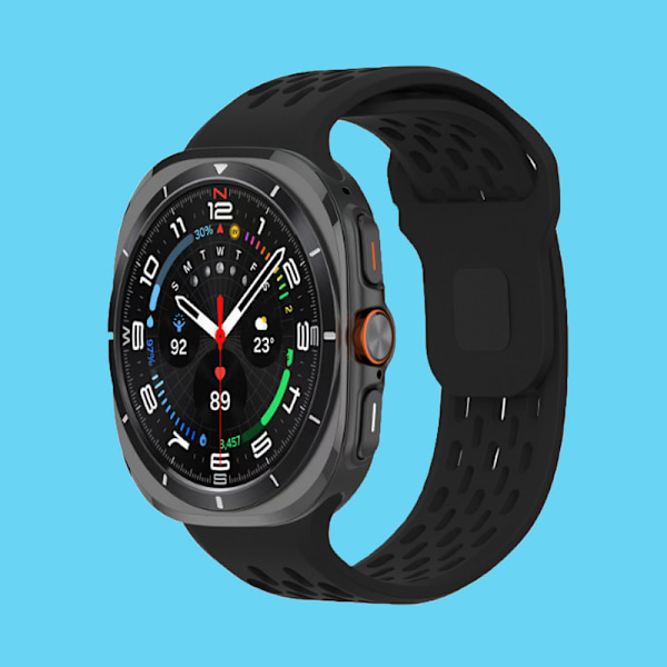 Åndbare remme kompatible med Galaxy Watch 7 Ultra rem 47mm blød silikone rem til rem sort svart