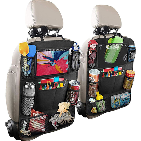 2-PACK Universal bilbarnstol mobil/surfplatta många hållare Black Svart