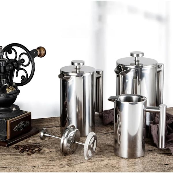 350 ml dubbelväggig rostfri stål fransk press kaffebryggare med rostfritt stålfilter, kaffekanna isolerad kaffekanna pressfilterkanna kaffepress -FD4-
