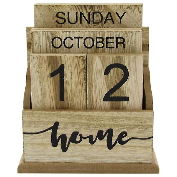 Kalender med vendbare træblokke til skrivebord, Planke-/bordkalenderdisplay, /kontordekoration, 11,5x6,5x14,5cm, a -AD9-
