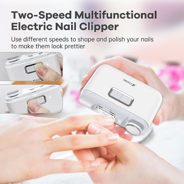Elektrisk nagelklippare Automatisk nagelklippare och polerare 2 i 1 Sladdlös uppladdningsbar nagelklippare med LED-ljus Säker nagelklippare-AD4-