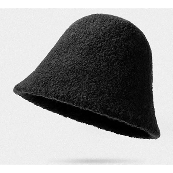 Kvinnors vintermode filthatt Varm Bucket Hat 1 Snygg klassisk hatt Vinterhatt Bekväm och varm för vår/höst/vinter black