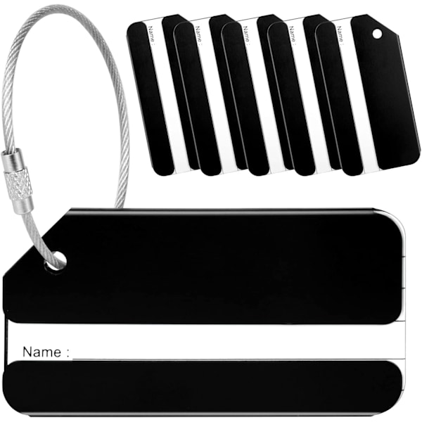 Matkatavaramerkit, 6 kpl Matkatavaralaput Matkalaukkuihin, Alumiiniseos Matkalaukkumerkit, Matkatavaroiden Tunnistus ID-laput -AD7- black