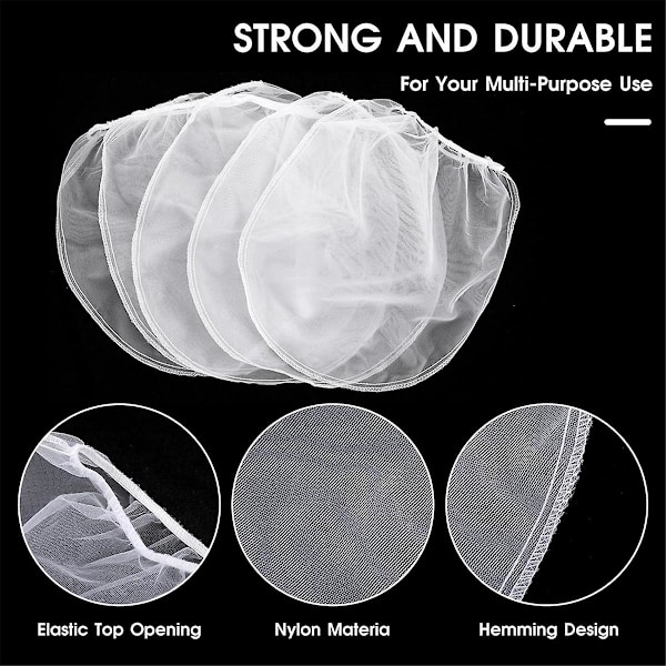 10 st Målarfärgsfilterpåsar, 1 Gallon Målarfärgfilter med Elastisk Dragkedja Vit Finmaskig Öppning Nylon Mesh Filter{F2}-AD8-
