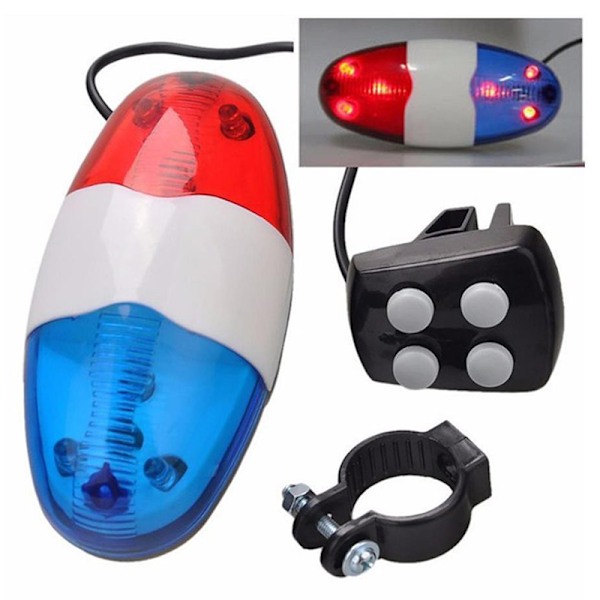 6 LED 4 Ton Cykelklocka Polis Ljus Elektronisk Signalhorn Siren Ki-FD3-