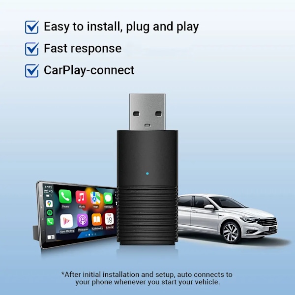 Mini Apple CarPlay Trådlös Adapter Car Play Dongle Bluetooth WiFi Snabbanslutning Plug and Play-AD5-