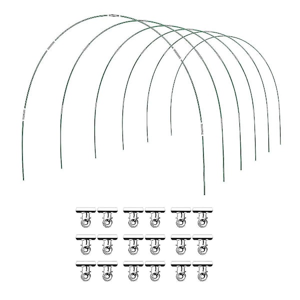 36 st gröna växthusbågar odlingstunnel 6 set med 8,5 fot långa trädgårdsbågar kit, rostfri glasfiber R