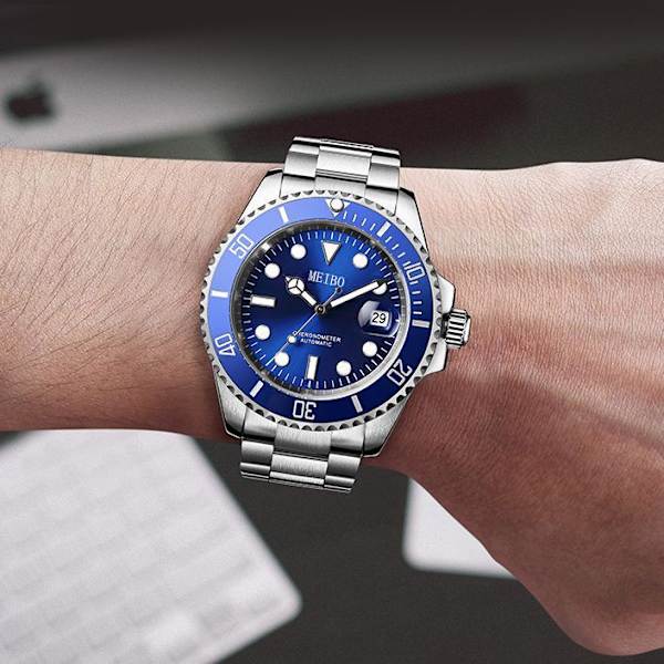 Mode Herrklockor Analog Kvarts Klocka Ljus Rostfritt Stål Armband -AD10-