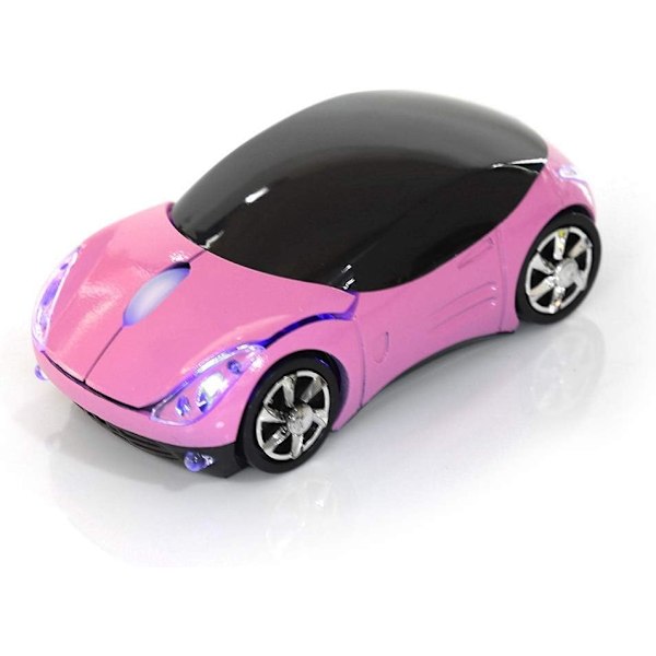 Trådløs mus, 2,4G trådløs mus med USB-modtager, bil trådløs mus optisk mus 1600 DPI til bærbar PC tablet spilkontor (pink)-AD10-