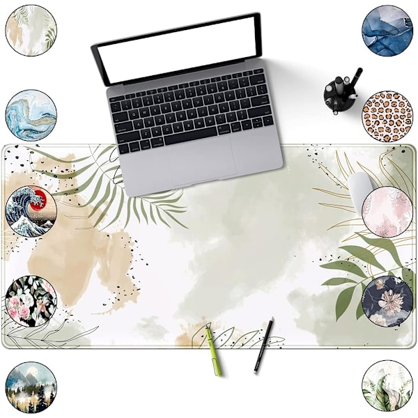 Tastaturmatte Kawaii Musematte Matcha Grønn Plante Abstrakt Tilbehør Skrivebordsmatte Musematte for Datamaskin Gamer Jente Kontorrekvisita-FD3-