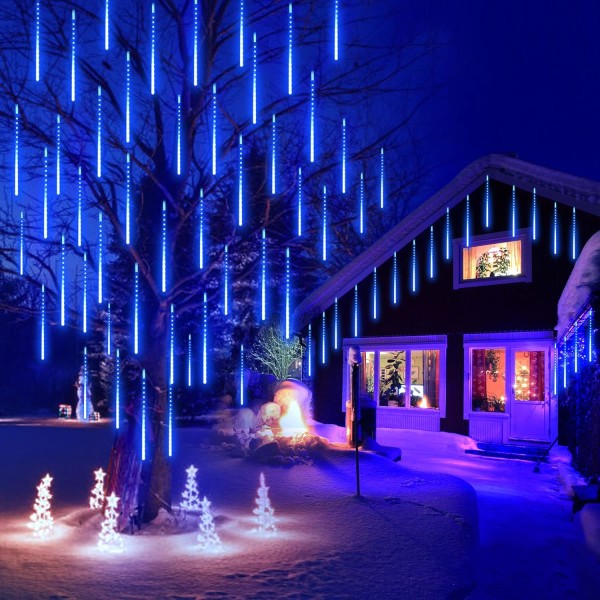 Fairy Lights, Blue Christmas Girlie Meteor Regn Utomhus IP44 Juldekoration Utomhus Ljus Träd Dusch Regnljus för Home Träd Trädgård Jul (50cm 10Tube)