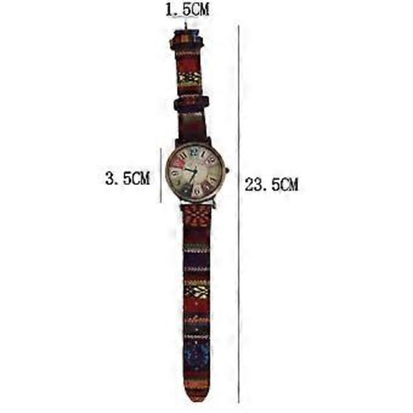Damklocka i bohemisk boho hippie-stil, flerfärgad regnbågsfärgad vävd armbandsur (blå)-AD4-