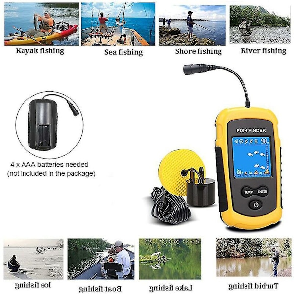 Bærbar fiskefinner dybde sonar sensor transducer-AD4-