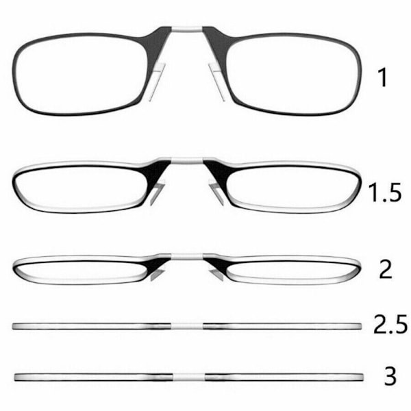 Mini Nenäpidike Kannettavat Kehyksettömät Lukulasit Rimless 100-AD7- 100