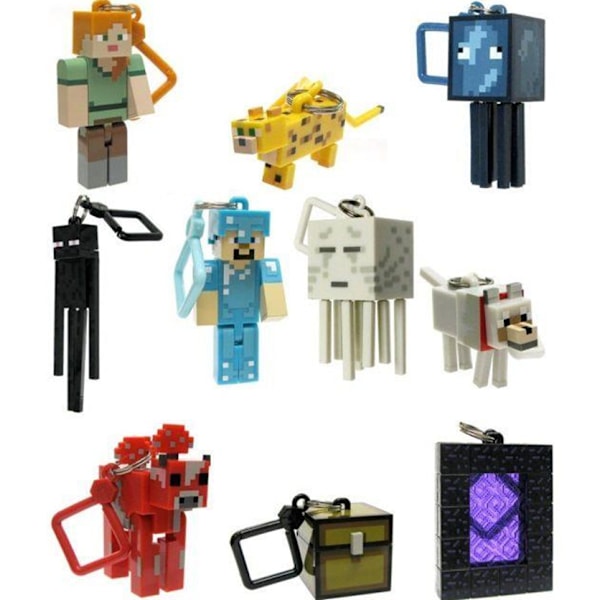 10-pack Minecraft avtagbara nyckelringar, Minecraft rörliga block pe【mo】-AD4-