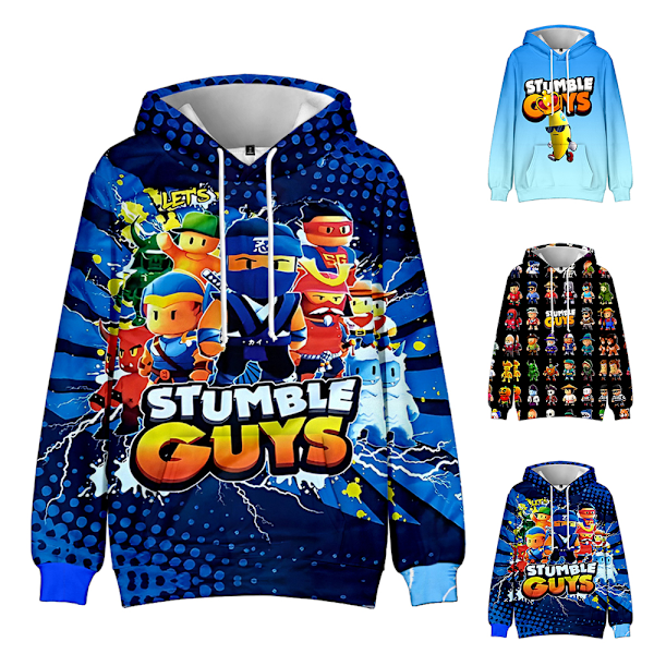 Stumble Guys 3D-tryckt Hoodie Barn Kappa Huvjacka Ytterkläder C-AD7- C 140cm