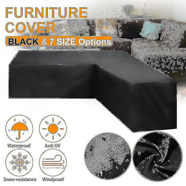 12 Storlekar L-Formadt Allroundskydd Vattentätt Rottinghörnsmöbler Överdrag Trädgård Uteplats Utomhus Soffa Skydd Dammskydd 270*270*90cm
