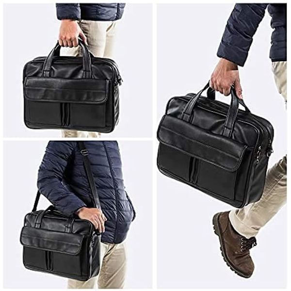 Herr Läderportfölj för Affärsresor Handgjord Messenger Bag Laptopväska -FD3-