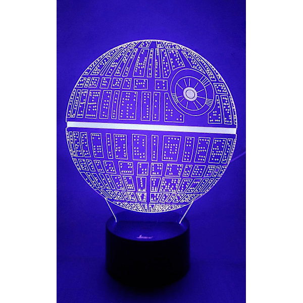 Dødsstjerne 3D Natlampe LED Illusionslampe Sengelampe til Star Wars Fans, 7 Farveskiftende Lys med Akrylplade-AD4-