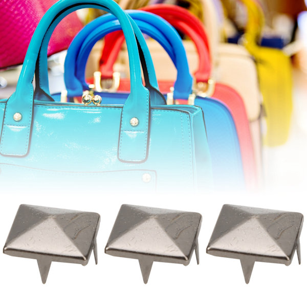 100 stk firkantede pyramidestolper 4 klør metallnagler for armbånd klær sko veske svart 10 mm-FS2--AD3-