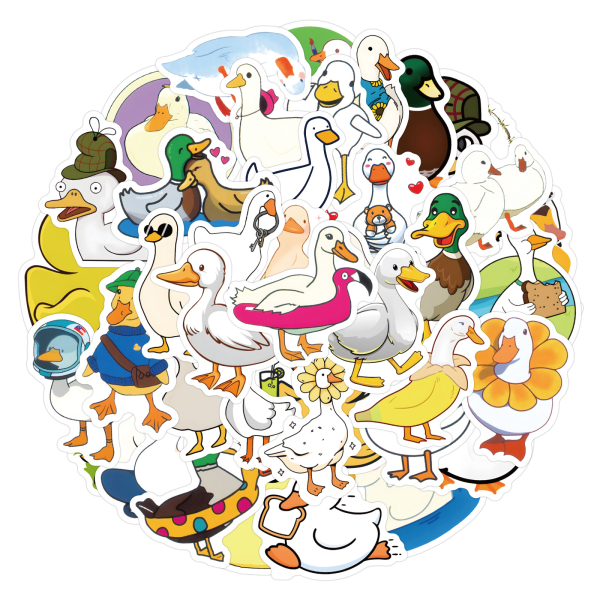 60 Söt anka Doodle klistermärken Tecknade djur DIY telefonfodral bagage vattentäta klistermärken