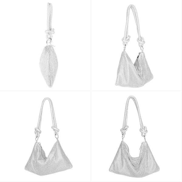 Dam Aftonväska Clutch Liten Paljett Handväska Axelväska Kedjeväska För Bröllop Fest Disco - Silver(silver) -AD6-