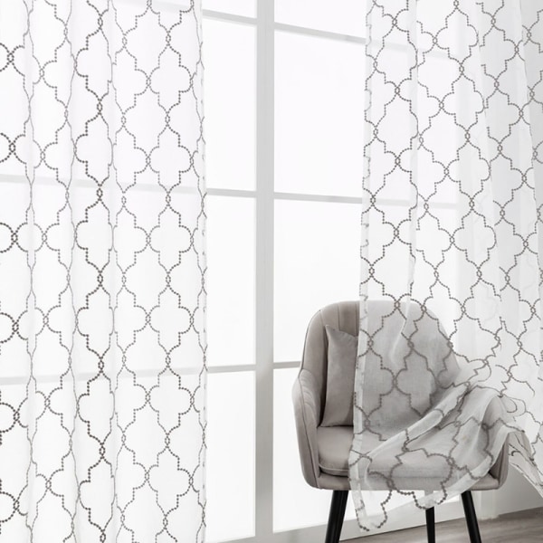 Embroidered Half-Voile Curtains