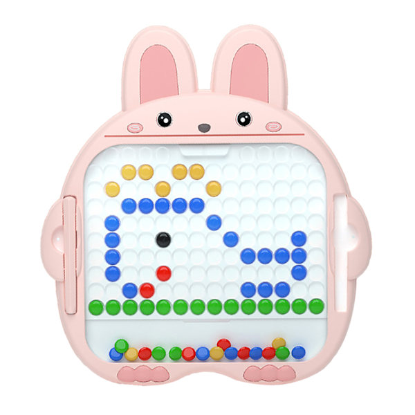 Tegneserie Kanin Formet Magnetisk Punkt Tegnebræt Børn Sjovt Doodle Bræt med Perler Lærende Legetøj XL Pink