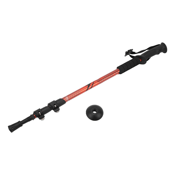 Telescopic Hiking Cane 3 Section Aluminium Alloy Walking Stick Retractable Walking Pole for Mountain Climbing Exploration Red