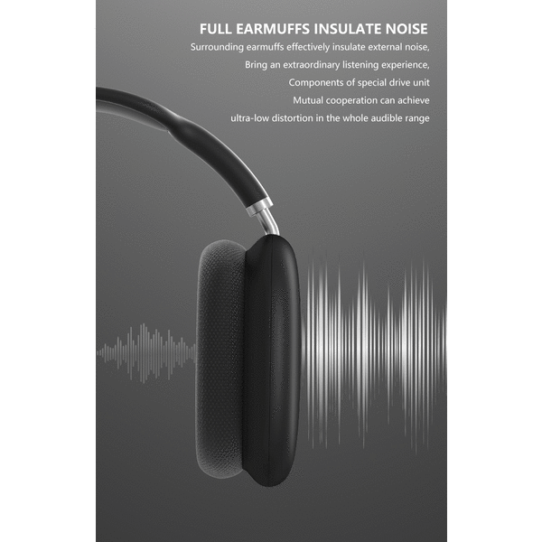 P9 Air Max trådlösa over-ear Bluetooth hörlurar med kraftig bas black