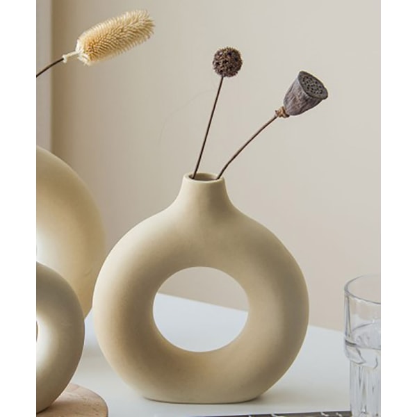 Keramisk vase beige Moderne dekorative kunstvase Runde vaser