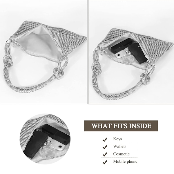 Dam Aftonväska Clutch Liten Paljett Handväska Axelväska Kedjeväska För Bröllop Fest Disco - Silver(silver) -AD6-