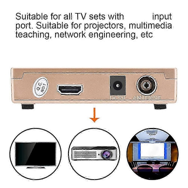 RF HDMI-muunninadapteri kaukosäätimellä analogiselle televisiolle 100-240V-AD5-
