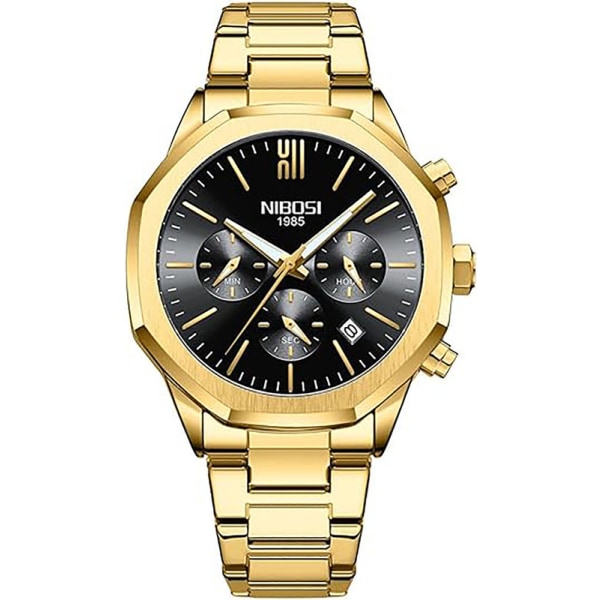 Watch Analog Minimalism Dial Octagon Watch för män Business Chronograph Pojkklänning Watch i rostfritt stål Gold 22mm
