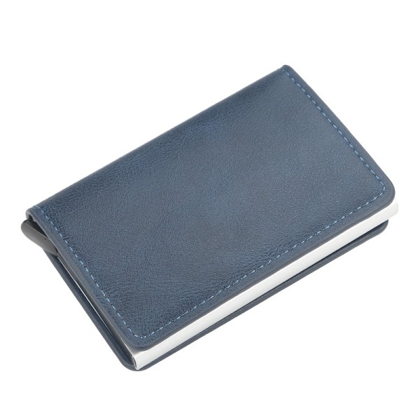 Skydd Plånbok RFID Plånbok Pop-Up i Aluminium 7st Kort läder Blå