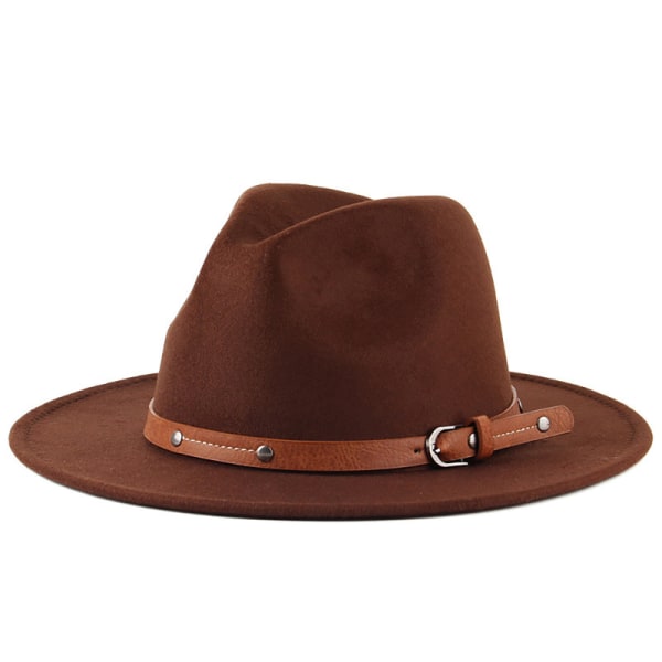 Fedora hatt med uppfödd brätte filthatt för män och kvinnor 1 Klassisk fedora för män Klassisk passform sommar och vinter brown