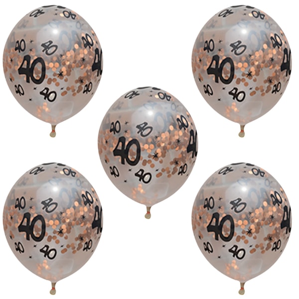 5Pcs Latex Balloons 30th 40th 50th Happy Birthday Party Home Decorations (Rose Red Papers 40th)