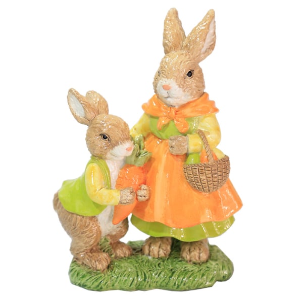 Dekoration harts vintage målade två kaniner prydnad Kanin