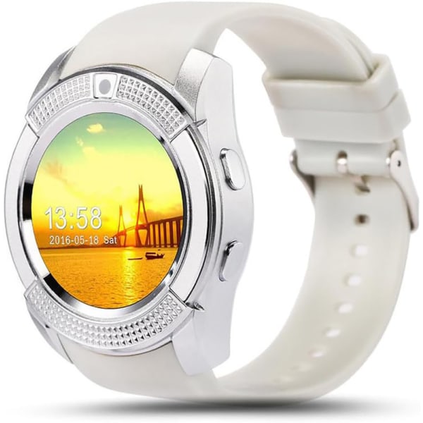Smart watch 1,3 tum rund skärm Bluetooth pekskärm White