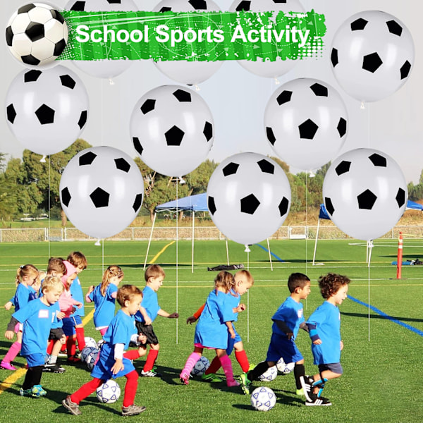 20 stk. fodboldballoner, 12 tommer sort og hvid latex fodbold, fødselsdagsgaver til sports tema fest, VM fest, børnefest{sl}-AD8-