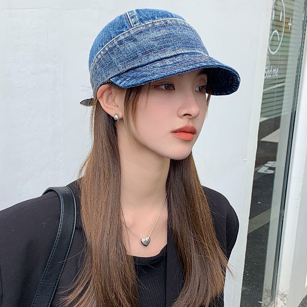 Denim Bucket Hat, Damehatter for kvinner, Kvinners Newsboy Caps Beret Hatt-FS2--AD3-
