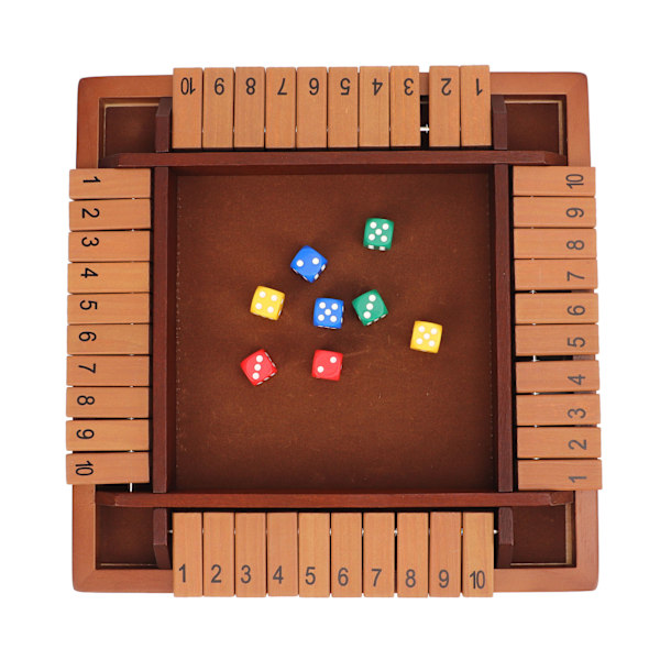 4 Player Wooden Shut The Box Dice Game Classic 4 Sided Woden Board Game Classics Tabletop Version Pub Board Game